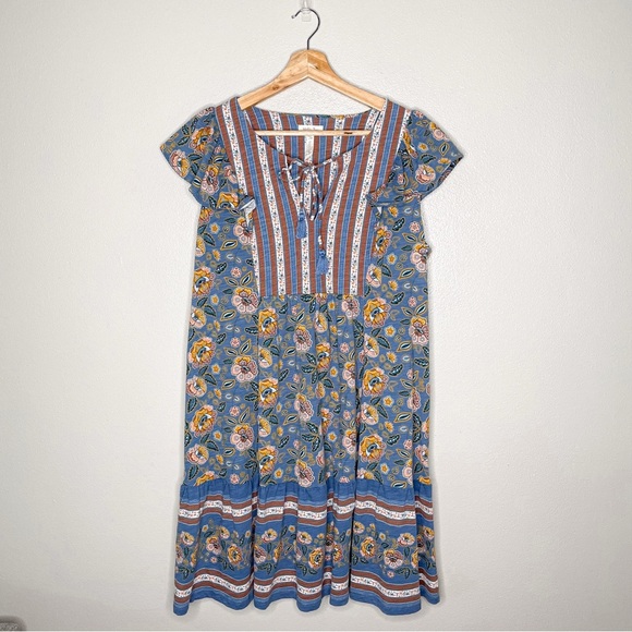 Matilda Jane | Heart to Heart Pasture Blue Floral Flutter Sleeve Dress - Picture 3 of 8